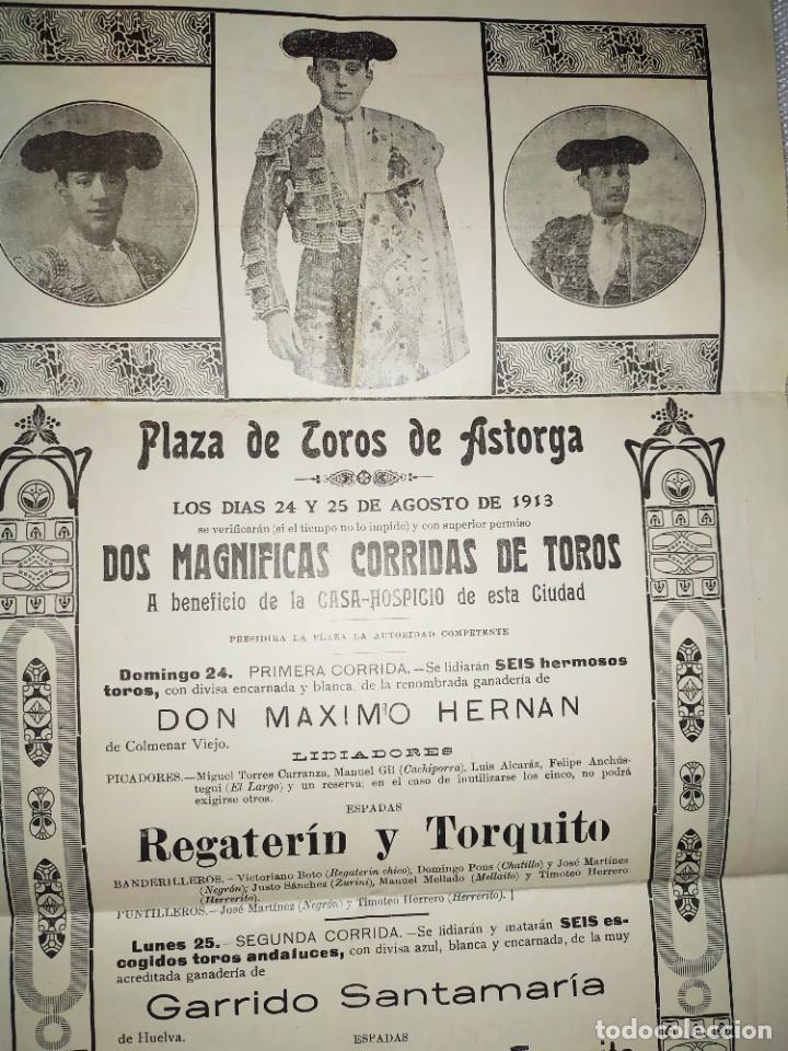 Carteles toros: ASTORGA CARTEL TOROS 1913 - Foto 3