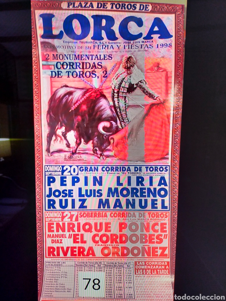 Carteles toros: Cartel de toros lorca septiembre 1998 - Foto 1