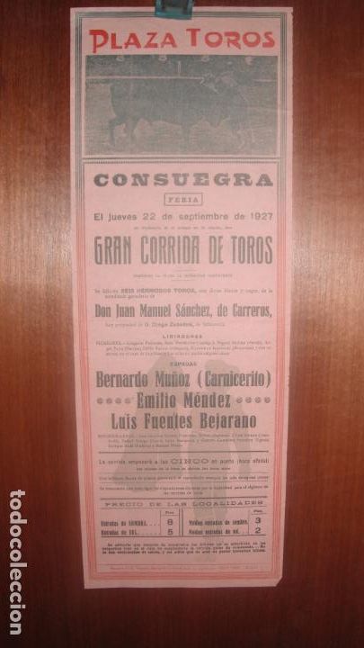 Carteles toros: CARTEL DE TOROS EN CONSUEGRA (TOLEDO) 1927 - Foto 1