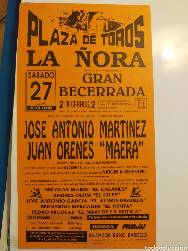Carteles toros: Cartel toros la &Ntilde;ora Junio 1992 - Foto 1