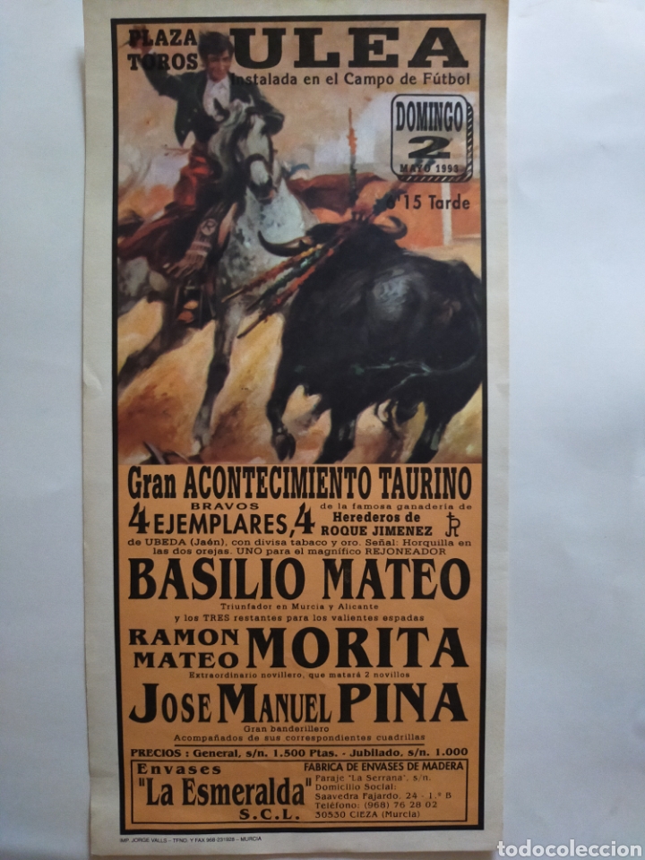 Carteles toros: Cartel de toros Ulea Mayo 1993 - Foto 1