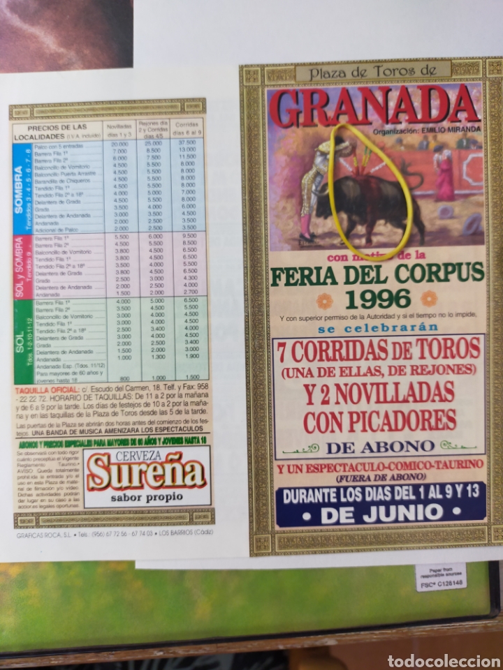 Carteles toros: Cartel de toros de mano Granada 1996 - Foto 1