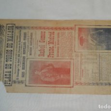 Carteles Toros: 1912 / PLAZA DE TOROS DE MÁLAGA / EL DOMINGO 7 DE ABRIL DE 1912 ¡IMPRESIONANTE!