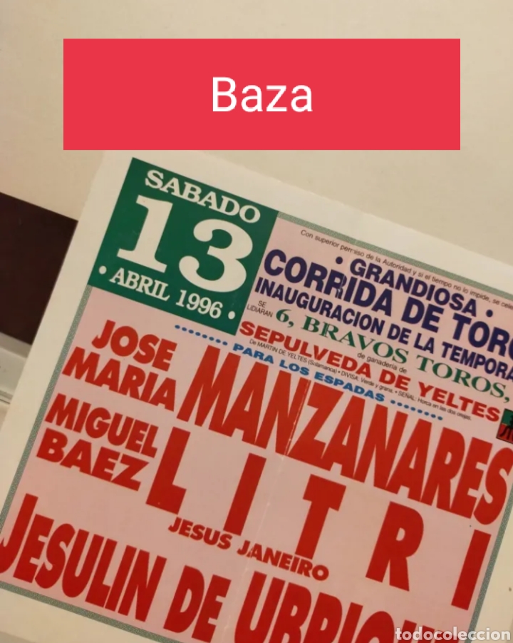 Carteles toros: Cartel de toros de Baza 1996 - Foto 2