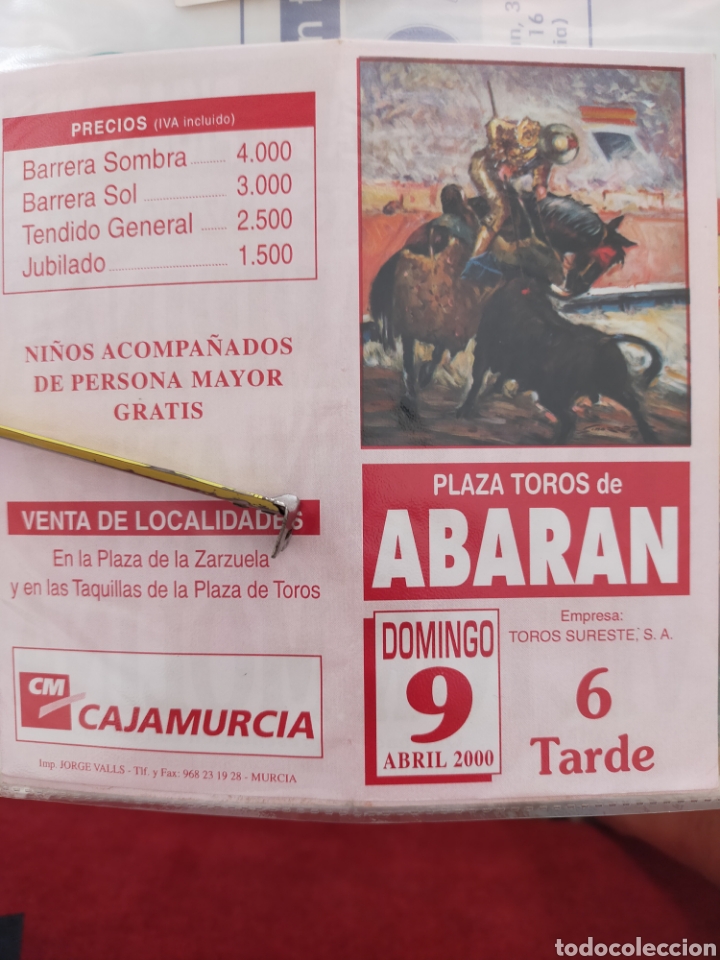 Carteles toros: Cartel de toros de mano Abaran abril 2000 - Foto 1