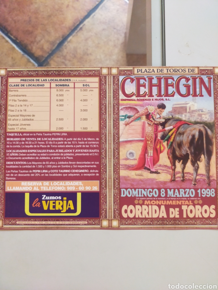 Carteles toros: Cartel de toros de mano Ceheg&iacute;n 1998 - Foto 1