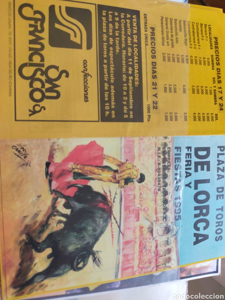 Carteles toros: Cartel de toros de mano Lorca 1995 - Foto 1