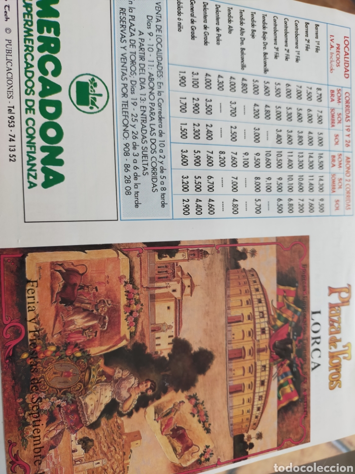 Carteles toros: Cartel de toros de mano Lorca 1993 - Foto 1