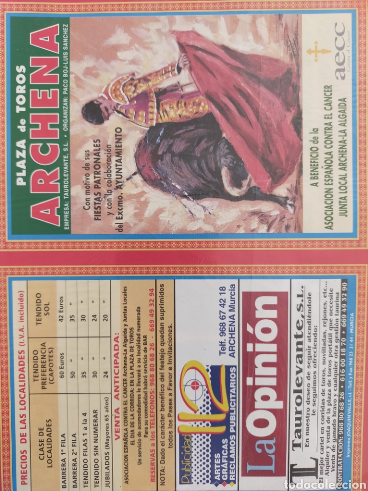 Carteles toros: Cartel de toros de mano Archena 2002 - Foto 1