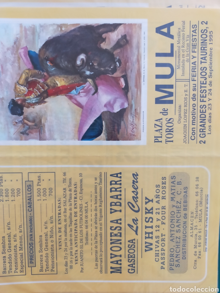 Carteles toros: Cartel de toros de mano Mula 1990 - Foto 1