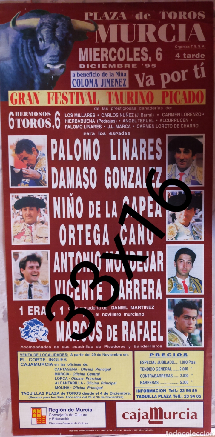 Carteles toros: Cartel de toros de Murcia 1995 - Foto 1