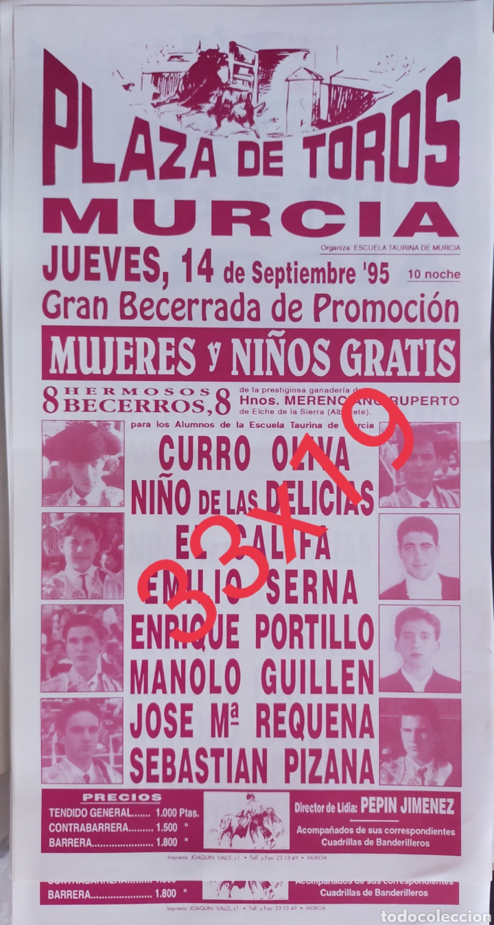 Carteles toros: Cartel de toros de Murcia 1995 - Foto 1