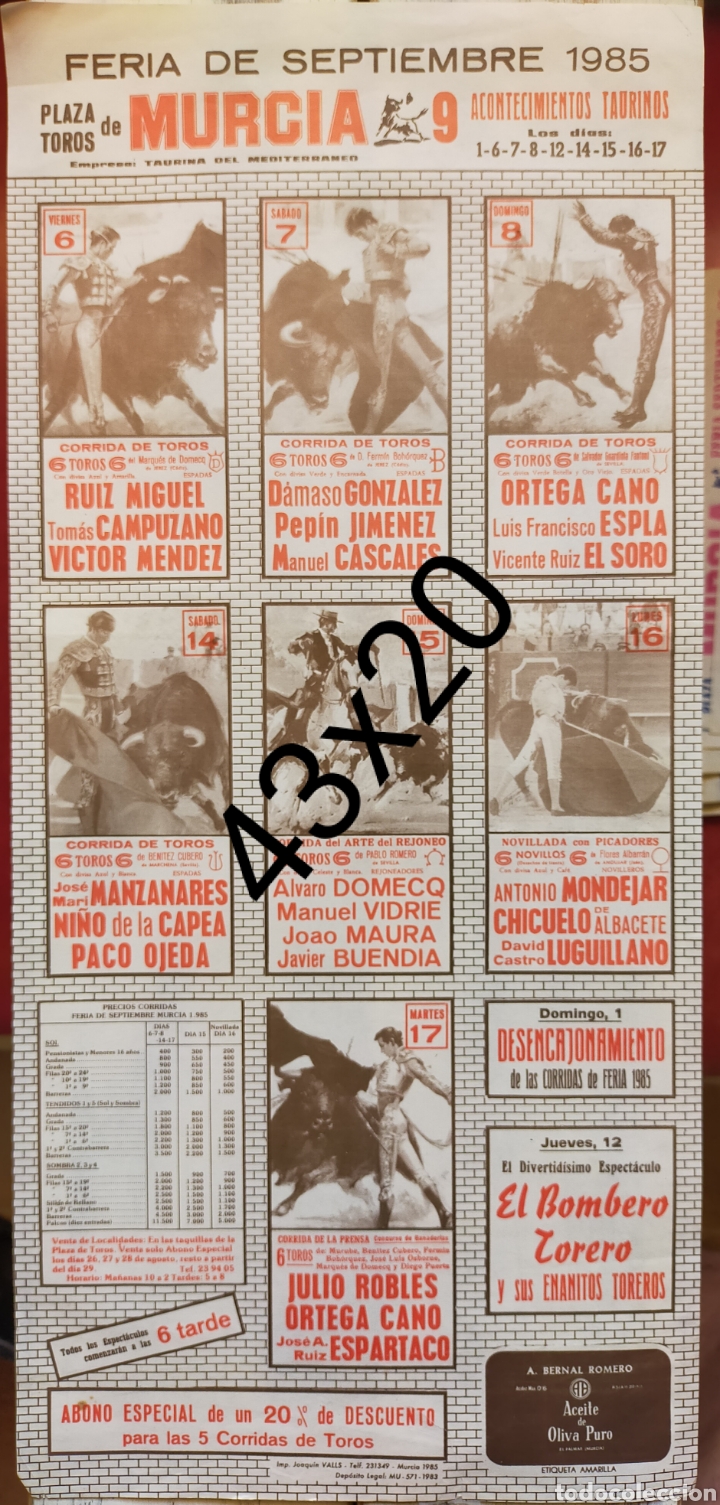 Carteles toros: Cartel toros de Murcia 1986 - Foto 1