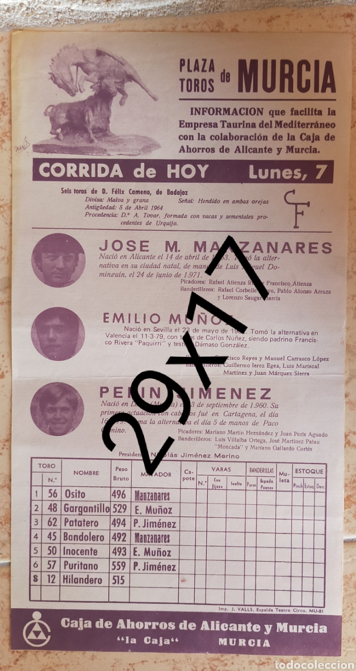 Carteles toros: Cartel de toros de Murcia 1981 - Foto 1