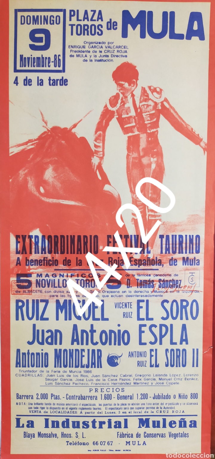 Carteles toros: Cartel de toros Mula 1986 - Foto 1