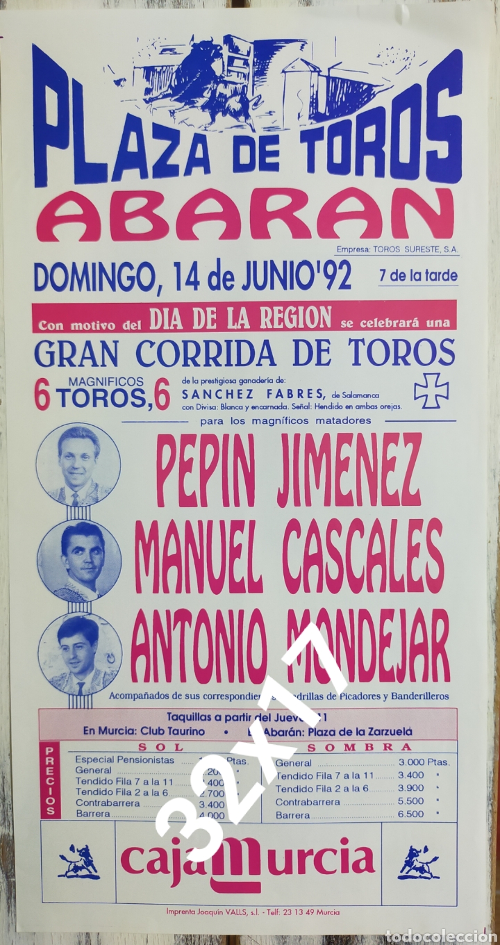 Carteles toros: Cartel de toros Abaran 1992 - Foto 1