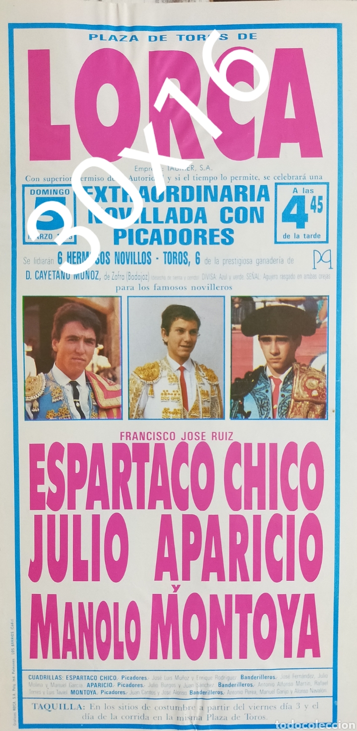 Carteles toros: Cartel de toros de Lorca 1989 - Foto 1