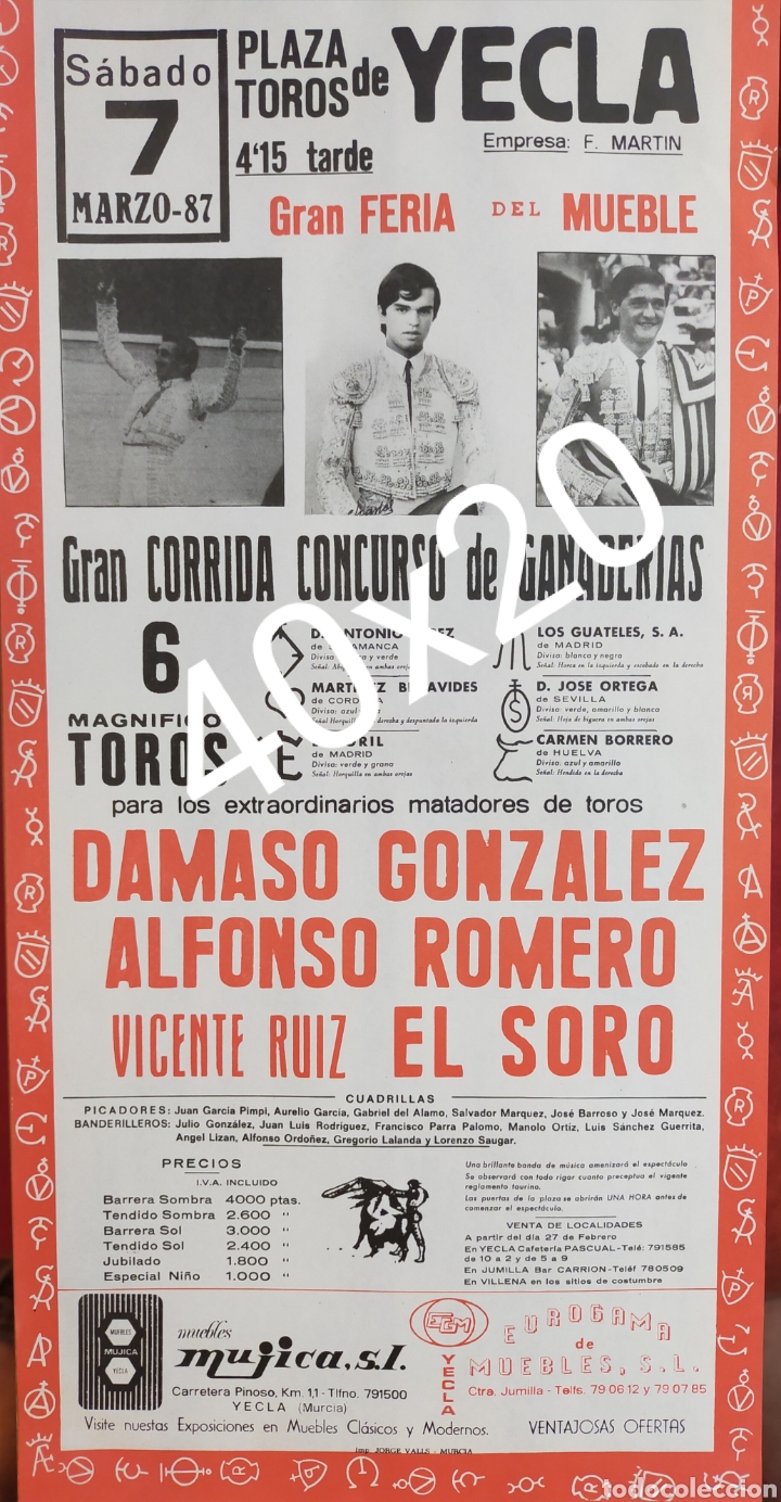 Carteles toros: Cartel de toros de Yecla 1987 - Foto 1
