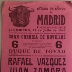 Carteles Toros: CARTEL TOROS PLAZA TOROS MADRID 1947. Lote 292122443