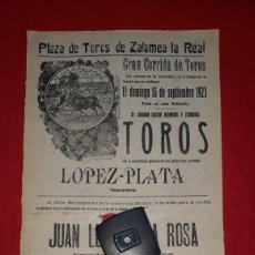 Carteles Toros: PLAZA DE TOROS DE ZALAMEA LA REAL HUELVA 16 DE SEPTIEMBRE DE 1923. Lote 360034765