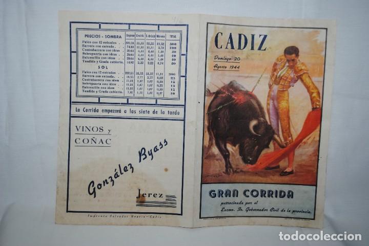 Carteles toros: TOROS EN CADIZ 1944 GRAN CORRIDA . - Foto 1