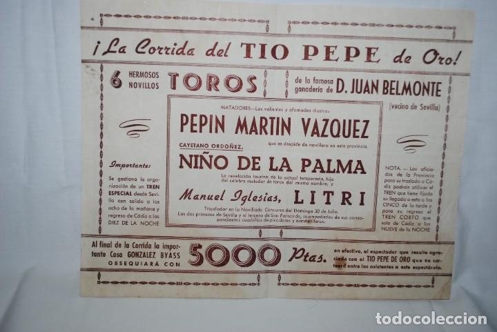 Carteles toros: TOROS EN CADIZ 1944 GRAN CORRIDA . - Foto 2