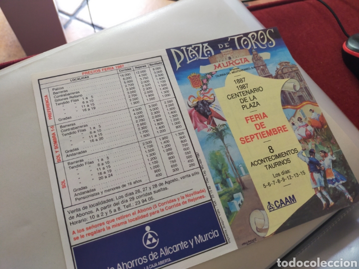 Carteles toros: Cartel de toros de mano. Murcia centenario 1987 - Foto 1