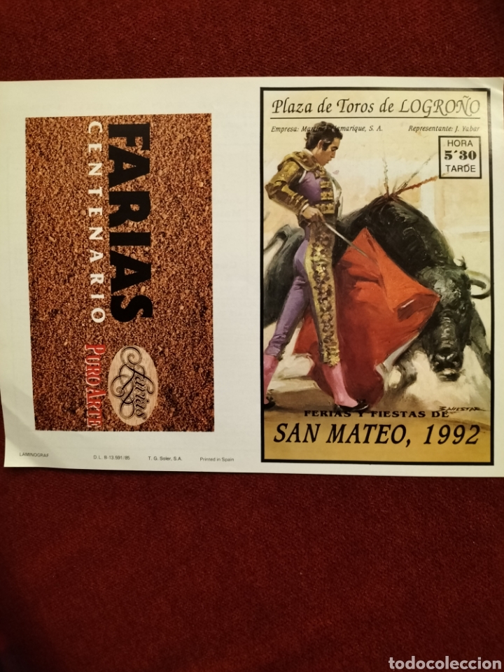 Carteles toros: Cartel de toros de mano Logro&ntilde;o 1992 - Foto 1