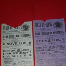Carteles Toros: LOTE DE DOS CARTELES DE ZARAGOZA 6 DE JUNIO Y 27 DE 1920. Lote 299906638