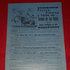 Carteles Toros: PLAZA DE TOROS DE ARENAS DE SAN PEDRO AGOSTO Y SEPTIEMBRE DE 1945. Lote 300253548