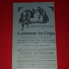 Carteles Toros: GRANDES FESTEJOS EN COLMENAR DE OREJA MADRID DÍAS 23 4 DE MAYO DE 1919. Lote 301144013