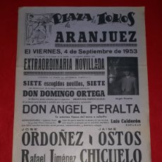 Carteles Toros: PLAZA DE TOROS DE ARANJUEZ MADRID 4 DE SEPTIEMBRE DE 1953. Lote 301234013