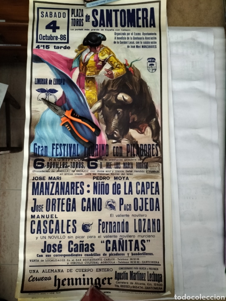 Carteles toros: Cartel de toros Santomera 4 octubre 1986 - Foto 1