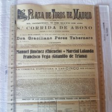 Carteles Toros: CARTEL TOROS.MANUEL JIMÉNEZ CHICUELO,MARCIAL LALANDA,FRANCISCO VEGA GITANILLO DE TRIANA.31 MAYO 1931. Lote 312371328