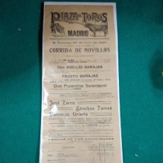 Carteles Toros: CARTEL PLAZA DE TOROS DE MADRID. 25 - 7 - 1920. CORRIDA NOVILLOS. BASILIO BARAJAS - FAUSTO BARAJAS