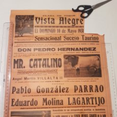 Carteles Toros: CARTEL TOROS MADRID 10 DE MAYO DE 1931. PABLO GONZALEZ PARRAO, EDUARDO MOLINA LAGARTIJO. Lote 320507798