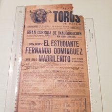 Carteles Toros: CARTEL TOROS MADRID 24 MARZO 1940. LUIS GÓMEZ EL ESTUDIANTE,FERNANDO DOMÍNGUEZ,LUIS DÍAZ MADRILEÑITO