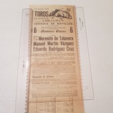 Carteles Toros: CARTEL TOROS MADRID 14 ABRIL 1940.MORENITO DE TALAVERA,MANUEL MARTÍN VÁZQUEZ,EDUARDO RODRÍGUEZ CRUZ