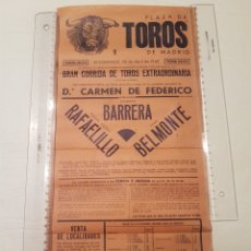 Carteles Toros: CARTEL TOROS MADRID. RAFAEL PONCE RAFAELILLO, VICENTE BARRERA, JUAN BELMONTE. 28 ABRIL 1940