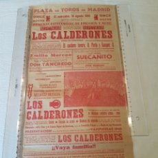 Carteles Toros: CARTEL TOROS MADRID 14 AGOSTO 1940. COCHERO TORERO, PERLA, RAMPER, EMILIO MORENO, JOSÉ ROMERO. Lote 327541143