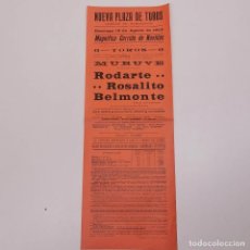 Affiches Tauromachie: CARTEL - NUEVA PLAZA DE TOROS (ARENAS DE BARCELONA) - AÑO 1912 - RODARTE, ROSALITO, BELMONTE / 6. Lote 328023813