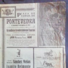 Carteles Toros: CARTEL DE TOROS PONTEVEDRA. 1937. Lote 329342568