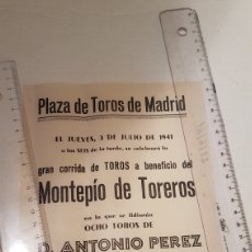 Carteles Toros: CARTEL TOROS MADRID 3 JULIO 1941. LALANDA JUAN BELMONTE PEPE LUIS VÁZQUEZ RAFAEL ORTEGA GALLITO. Lote 337795058