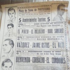 Carteles Toros: CARTEL DE TOROS PONTEVEDRA 1964. 42.5 X 29 CM. Lote 339792998