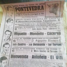 Carteles Toros: CARTEL DE TOROS PONTEVEDRA 1966. 43.5 X 31 CM. Lote 339807618