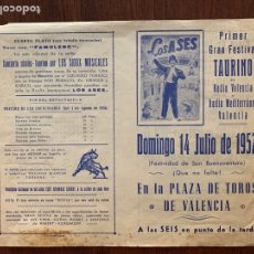 Carteles Toros: FESTIVAL TAURINO. VALENCIA, 1957. RADIO MEDITERRÁNEO. MIGUEL LIZÓN Y JOSÉ LUIS PECKER