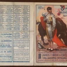 Carteles Toros: MANOLETE, 5 TARDES EN FERIA DE JULIO DE VALENCIA 1943. CARTEL TOROS. BIENVENIDA, PEPE LUIS VÁZQUEZ…. Lote 356626080