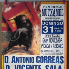 Carteles Toros: PLAZA TOROS DE MUTXAMEL. MARZO 1996. ANTONIO CORREAS. VICENTE SALA. ALVARO OLIVER