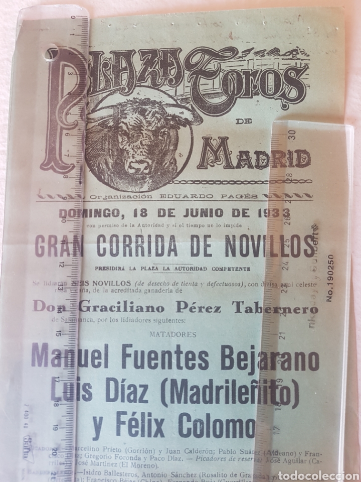 Carteles toros: Cartel toros Madrid. 18 junio 1933 - Foto 2