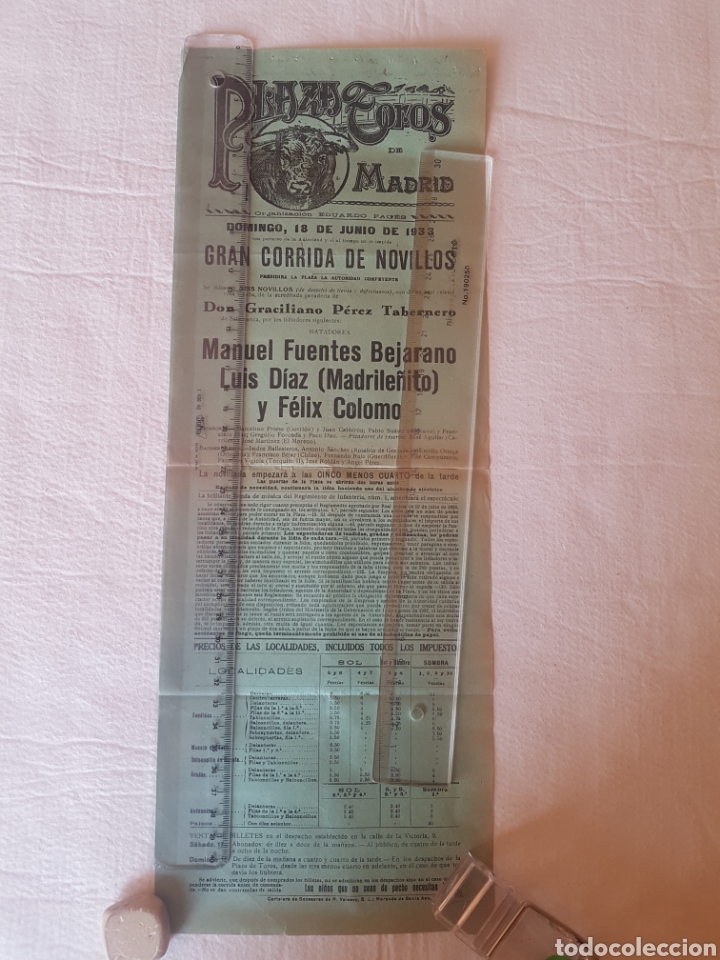 Carteles toros: Cartel toros Madrid. 18 junio 1933 - Foto 1